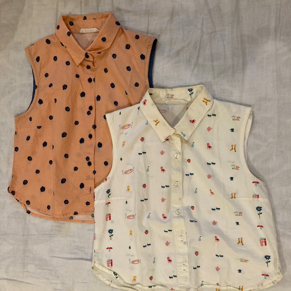 Lot of 2 Meemoza cropped top blouse size small